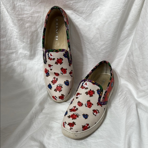 Women’s Coach Floral Parkside Tea Rose Slip-On Sneakers. Size 7 - Picture 2 of 11